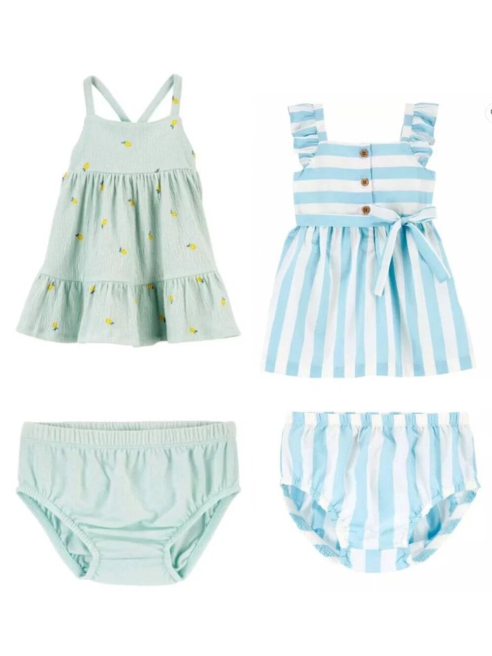 Like New Baby Girl Spring Summer Lemon Stripe Dresses Bundle Size 6 Months